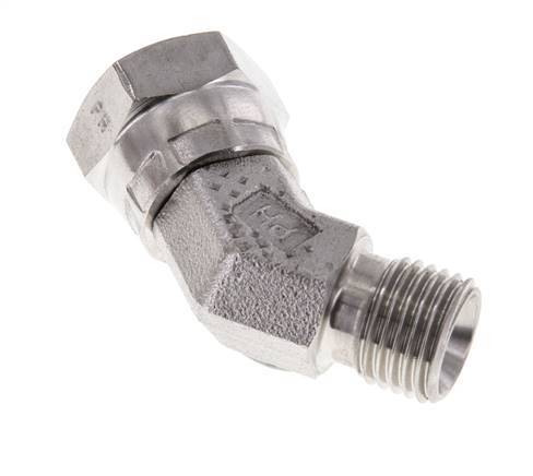 Raccord angulaire 45deg G1/4'' Femelle x Mâle Acier inoxydable haute pression Cône 60° 350bar (4917.5psi) Hydraulique