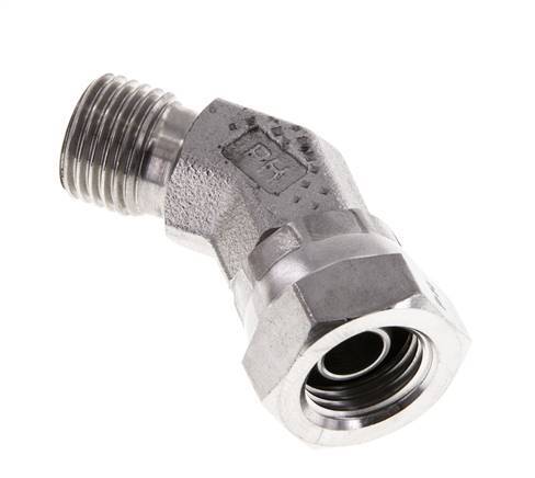 Raccord angulaire 45deg G1/4'' Femelle x Mâle Acier inoxydable haute pression Cône 60° 350bar (4917.5psi) Hydraulique