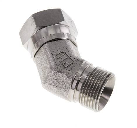 45deg Angled Fitting G3/4'' Female x Male High Pressure Stainless Steel 60° Cone 175bar (2458.75psi) Hydraulic