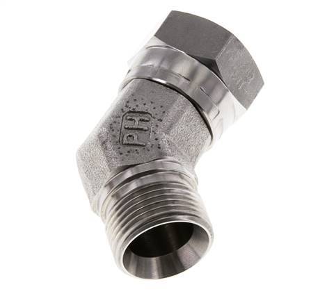 Raccord angulaire 45deg G3/4'' Femelle x Mâle Acier inoxydable haute pression Cône 60° 175bar (2458.75psi) Hydraulique
