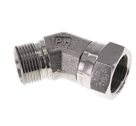 Raccord angulaire 45deg G3/4'' Femelle x Mâle Acier inoxydable haute pression Cône 60° 175bar (2458.75psi) Hydraulique