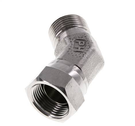 Raccord angulaire 45deg G3/4'' Femelle x Mâle Acier inoxydable haute pression Cône 60° 175bar (2458.75psi) Hydraulique