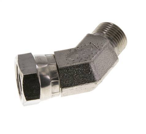 Raccord angulaire 45deg G3/8'' Femelle x Mâle Acier inoxydable haute pression Cône 60° 325bar (4566.25psi) Hydraulique