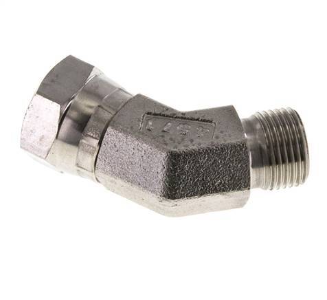Raccord angulaire 45deg G3/8'' Femelle x Mâle Acier inoxydable haute pression Cône 60° 325bar (4566.25psi) Hydraulique