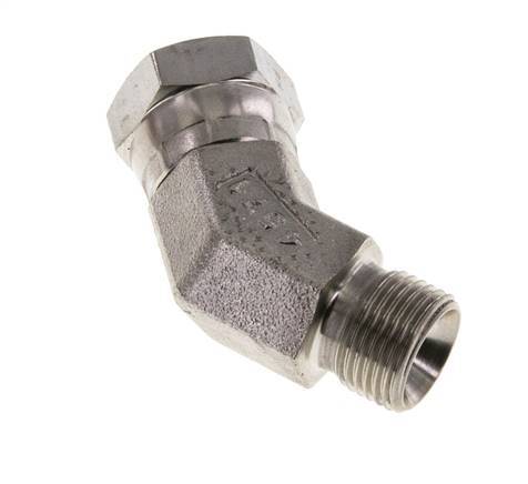 Raccord angulaire 45deg G3/8'' Femelle x Mâle Acier inoxydable haute pression Cône 60° 325bar (4566.25psi) Hydraulique