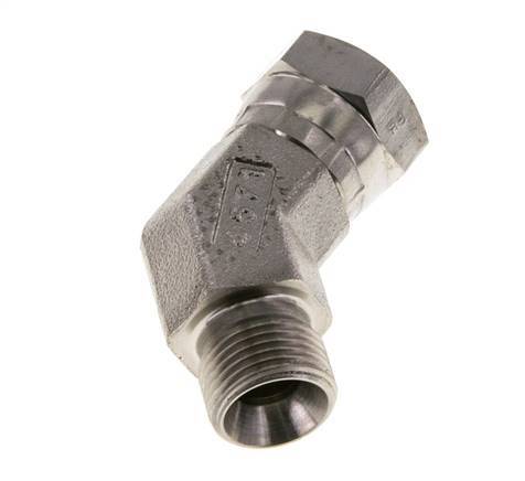 Raccord angulaire 45deg G3/8'' Femelle x Mâle Acier inoxydable haute pression Cône 60° 325bar (4566.25psi) Hydraulique