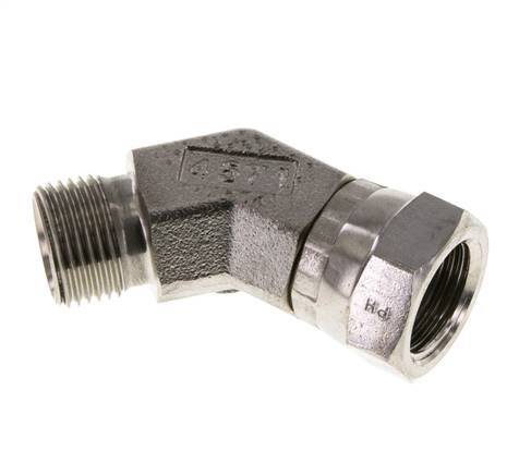 Raccord angulaire 45deg G3/8'' Femelle x Mâle Acier inoxydable haute pression Cône 60° 325bar (4566.25psi) Hydraulique