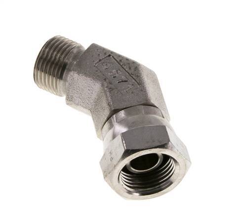 Raccord angulaire 45deg G3/8'' Femelle x Mâle Acier inoxydable haute pression Cône 60° 325bar (4566.25psi) Hydraulique