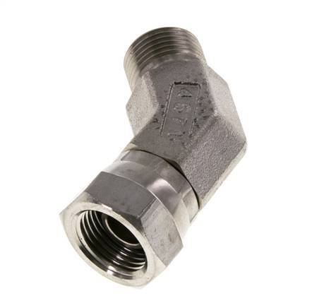 Raccord angulaire 45deg G3/8'' Femelle x Mâle Acier inoxydable haute pression Cône 60° 325bar (4566.25psi) Hydraulique