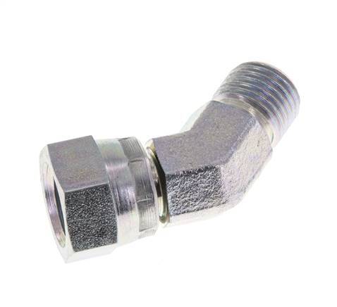 Raccord coudé 45deg G1/4'' Femelle x Mâle Acier Haute Pression Cône 60° 350bar (4917.5psi) Hydraulique
