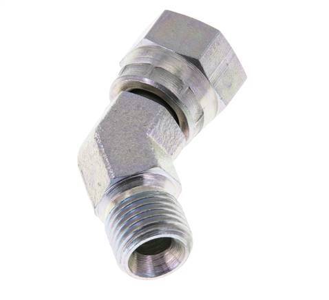 Raccord coudé 45deg G1/4'' Femelle x Mâle Acier Haute Pression Cône 60° 350bar (4917.5psi) Hydraulique