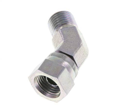 Raccord coudé 45deg G1/4'' Femelle x Mâle Acier Haute Pression Cône 60° 350bar (4917.5psi) Hydraulique