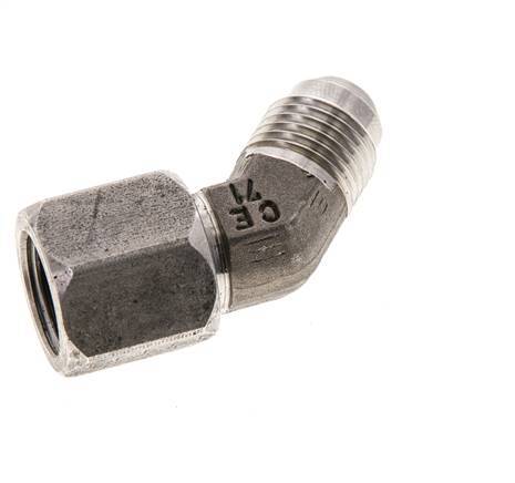 Raccord JIC coudé 45deg UNF 9/16''-18 Mâle x Femelle Acier inoxydable 275bar (3863.75psi)