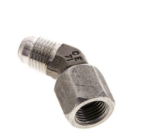 Raccord JIC coudé 45deg UNF 9/16''-18 Mâle x Femelle Acier inoxydable 275bar (3863.75psi)