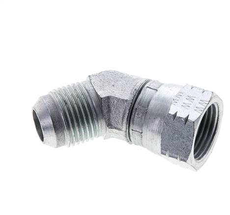 Raccord JIC coudé 45deg UNF 7/8''-14 Mâle x Femelle Acier 210bar (2950.5psi)