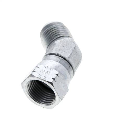 Raccord JIC coudé 45deg UNF 7/8''-14 Mâle x Femelle Acier 210bar (2950.5psi)