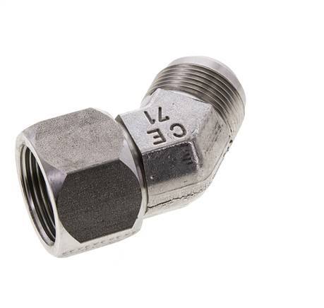 Raccord JIC coudé 45deg UN 1-5/16''-12 Mâle x Femelle Acier inoxydable 170bar (2388.5psi)
