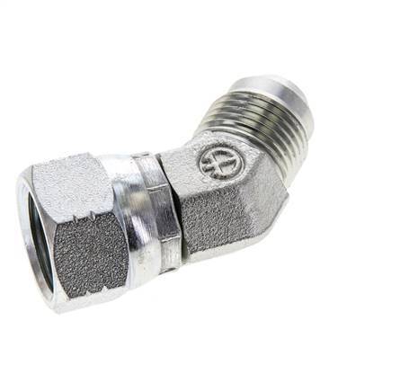Raccord JIC coudé 45deg UNF 3/4''-16 Mâle x Femelle Acier 275bar (3863.75psi)