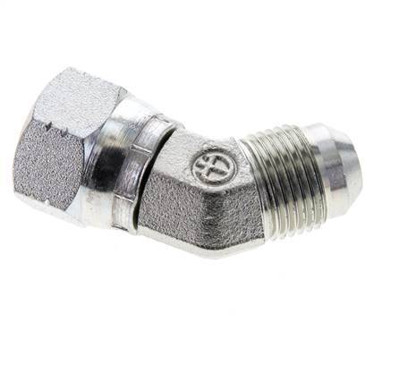 45deg JIC Angled Fitting UNF 3/4''-16 Male x Female Steel 275bar (3863.75psi)