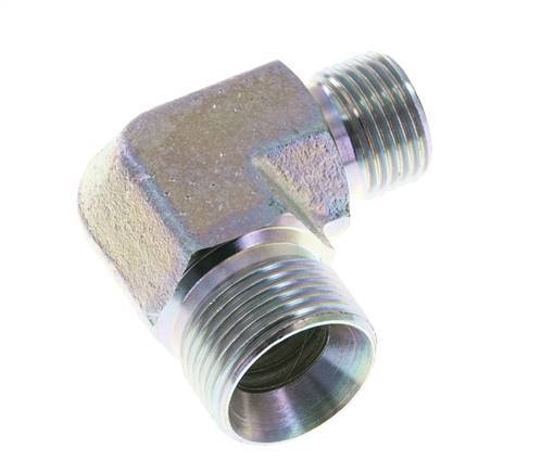 Raccord réducteur angulaire 90deg G1/2'' x G3/4'' Acier haute pression Cône 60° 325bar (4566.25psi) Hydraulique