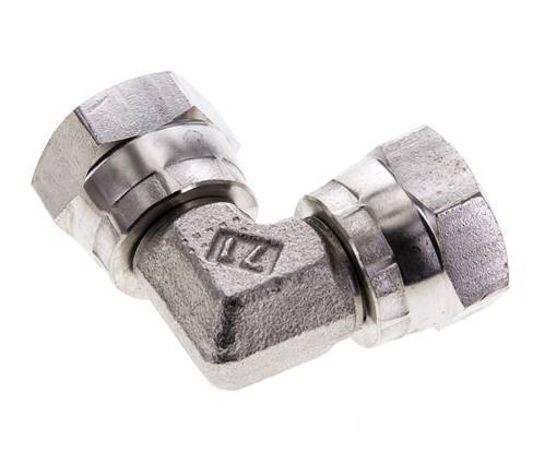 Raccord coudé 90deg G3/8'' femelle Acier inoxydable haute pression Cône 60° 425bar (5971.25psi) Hydraulique