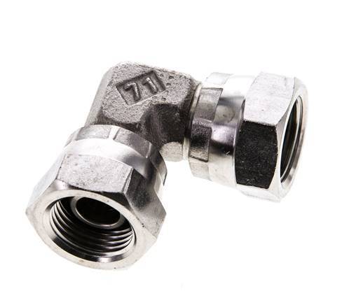 Raccord coudé 90deg G3/8'' femelle Acier inoxydable haute pression Cône 60° 425bar (5971.25psi) Hydraulique