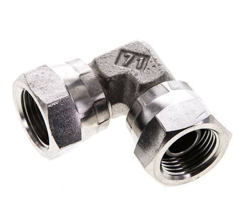 Raccord coudé 90deg G3/8'' femelle Acier inoxydable haute pression Cône 60° 425bar (5971.25psi) Hydraulique