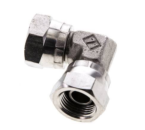 Raccord coudé 90deg G3/8'' femelle Acier inoxydable haute pression Cône 60° 425bar (5971.25psi) Hydraulique