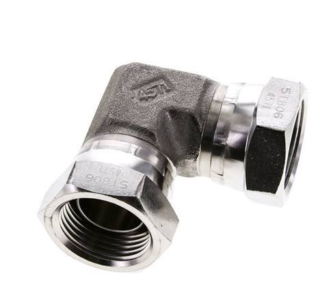 Raccord coudé 90deg G1'' femelle Acier inoxydable haute pression Cône 60° 150bar (2107.5psi) Hydraulique