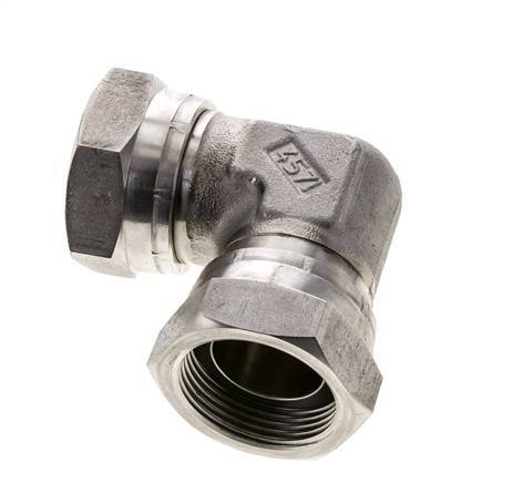 Raccord coudé 90deg G1 1/4'' Femelle Haute Pression Acier Inoxydable Cône 60° 150bar (2107.5psi) Hydraulique