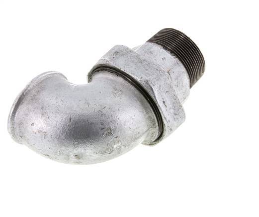90deg Angled Connector 2'' Male R x Female Rp Cast Iron Conical Seal 25bar (351.25psi)