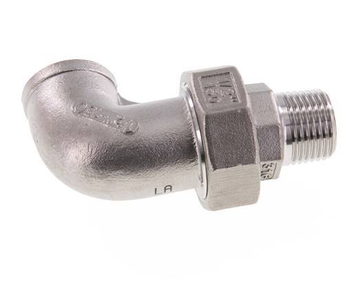 90deg Angled Connector 1/2'' Male R x Female Rp Stainless Steel Conical Seal 16bar (224.8psi)