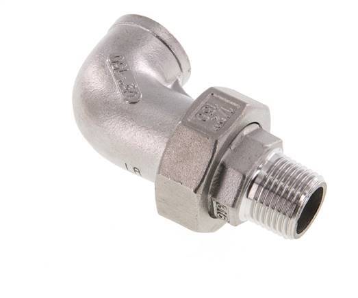 Connecteur coudé 90deg 1/2'' Mâle R x Femelle Rp Acier inoxydable Joint conique 16bar (224.8psi)