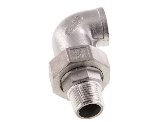 Connecteur coudé 90deg 1/2'' Mâle R x Femelle Rp Acier inoxydable Joint conique 16bar (224.8psi)