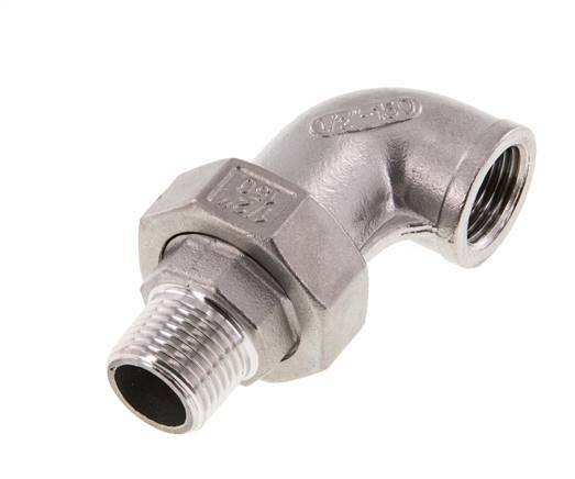 Connecteur coudé 90deg 1/2'' Mâle R x Femelle Rp Acier inoxydable Joint conique 16bar (224.8psi)