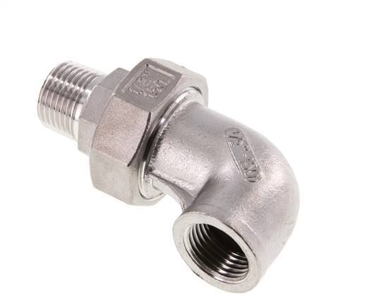 Connecteur coudé 90deg 1/2'' Mâle R x Femelle Rp Acier inoxydable Joint conique 16bar (224.8psi)