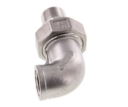 Connecteur coudé 90deg 1/2'' Mâle R x Femelle Rp Acier inoxydable Joint conique 16bar (224.8psi)