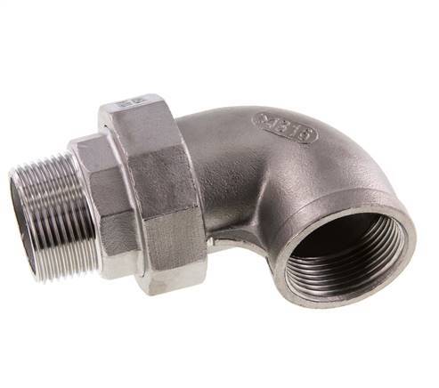 Connecteur coudé 90deg 1 1/4'' Mâle R x Femelle Rp Acier inoxydable Joint conique 16bar (224.8psi)
