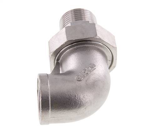 Connecteur coudé 90deg 1'' Mâle R x Femelle Rp Acier inoxydable Joint conique 16bar (224.8psi)