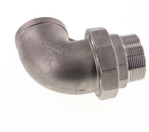 90deg Angled Connector 2'' Male R x Female Rp Stainless Steel Conical Seal 16bar (224.8psi)