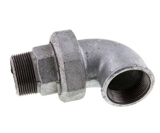 Connecteur coudé 90deg 1 1/2'' Mâle R x Femelle Rp Fonte Joint Conique 25bar (351.25psi)