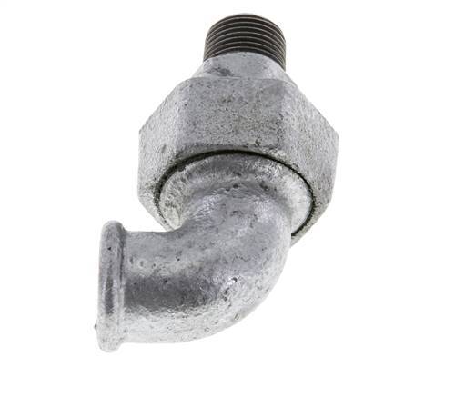 Connecteur coudé 90deg 3/8'' Mâle R x Femelle Rp Fonte Joint Conique 25bar (351.25psi)