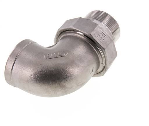 90deg Angled Connector 1 1/2'' Male R x Female Rp Stainless Steel Conical Seal 16bar (224.8psi)