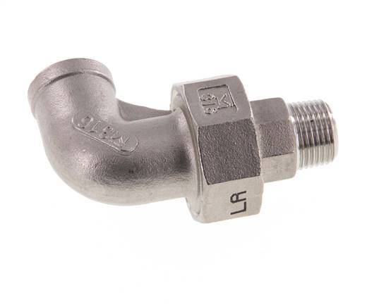 Connecteur coudé 90deg 3/8'' Mâle R x Femelle Rp Acier inoxydable Joint conique 16bar (224.8psi)