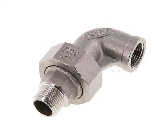 Connecteur coudé 90deg 3/8'' Mâle R x Femelle Rp Acier inoxydable Joint conique 16bar (224.8psi)