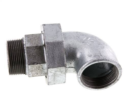 90deg Angled Union Connector 1 1/2'' Male R x Female Rp Cast Iron Flat Seal Centellen 25bar (351.25psi)