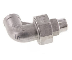 Raccord union coudé 90deg 3/8'' Mâle R x Femelle Rp Acier inoxydable Joint plat PTFE 16bar (224.8psi)