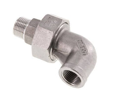 Raccord union coudé 90deg 3/8'' Mâle R x Femelle Rp Acier inoxydable Joint plat PTFE 16bar (224.8psi)
