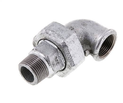 90deg Angled Union Connector 3/4'' Male R x Female Rp Cast Iron Flat Seal Centellen 25bar (351.25psi)