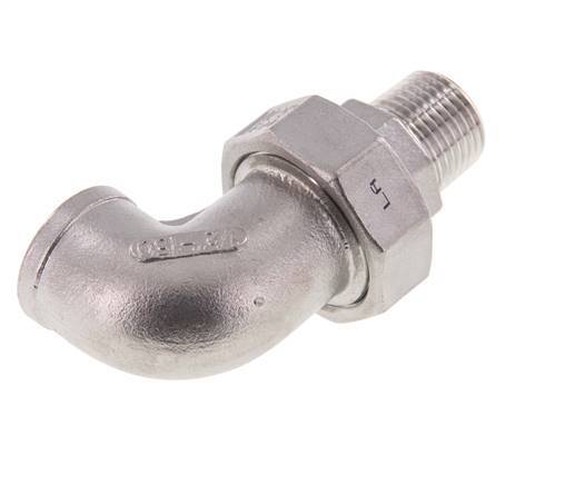 Raccord union coudé 90deg 1/2'' Mâle R x Femelle Rp Acier inoxydable Joint plat PTFE 16bar (224.8psi)